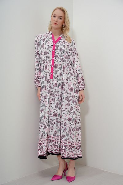 HAKKE V-Neck Buttoned Viscose DRESS