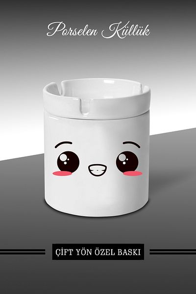 bymat Emoji Face Expression Designed Ashtray C10 - Porcelain Ashtray - Ashtray *külbymX313