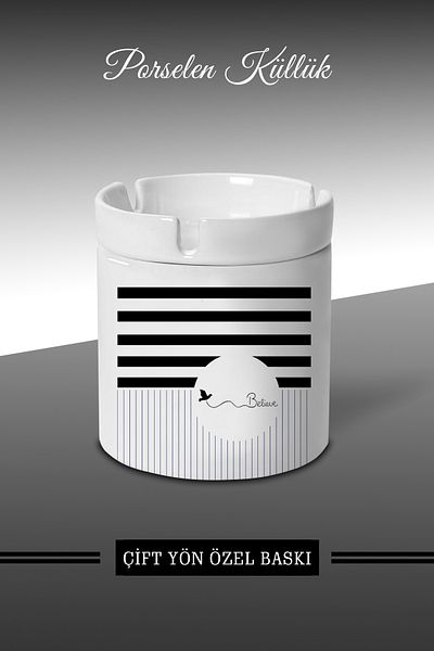 bymat Belive Designed Ashtray - Πορσελάνινο Τασάκι - Επιτραπέζιο Τασάκι *külbymX158