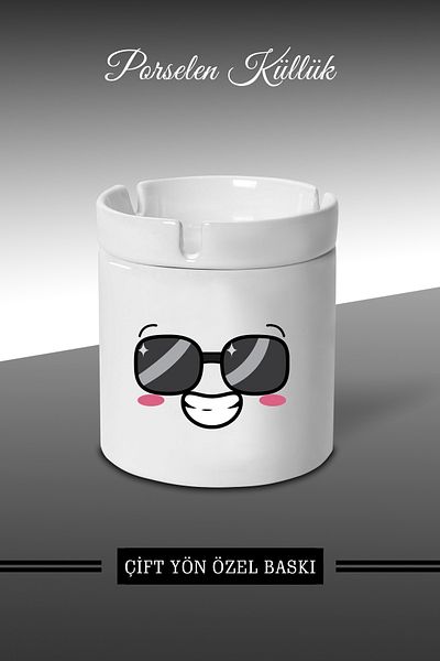 bymat Scrumieră cu design Emoji Face Expression A7 - Scrumieră din porțelan - Scrumieră *külbymX290