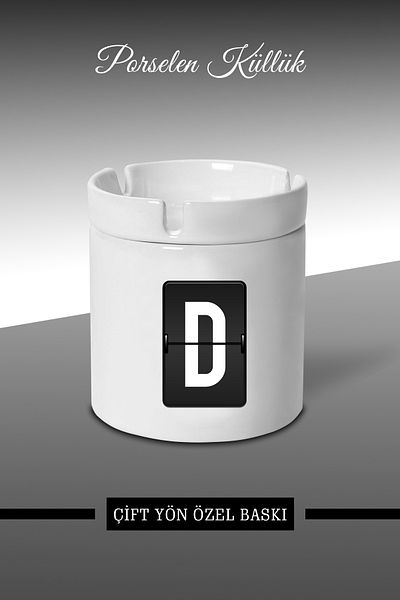 bymat D Letter Designed Ashtray - Porcelain Ashtray - Ashtray *külbyX17