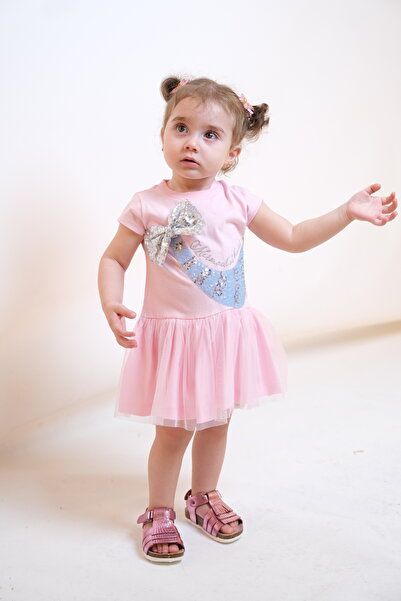 Neon PULLU FİYONKLU PENYE ELBİSE 9 AY 1YAŞ 2YAŞ 3 YAŞ