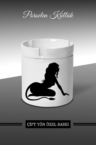 bymat Cat Women Designed Ashtray - Porcelain Ashtray - Ash Tray *külbymX88