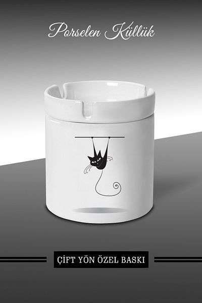 bymat Acrobat Cat D - Designed Ashtray - Porcelain Ashtray - Ashtray *ashtray
