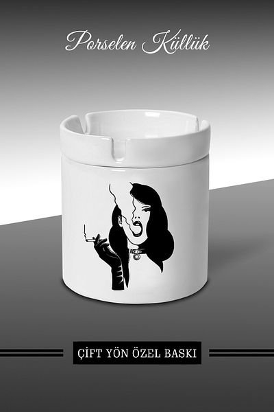 bymat Smoke Women's Designed Ashtray - Porcelain Ashtray - Ash Tray *külbymX74