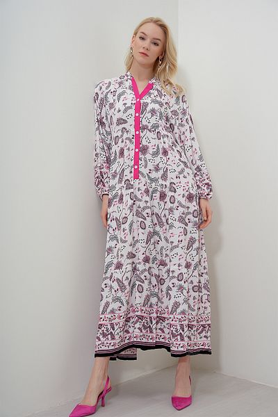 HAKKE V-Neck Buttoned Viscose DRESS