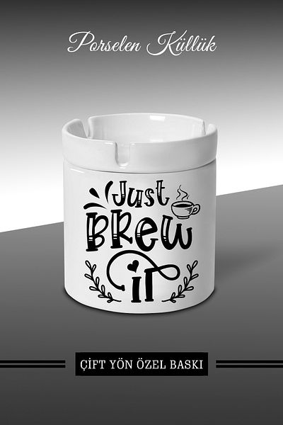 bymat Just Brew Designed Ashtray - Πορσελάνινο Τασάκι - Επιτραπέζιο Τασάκι *külbymX196