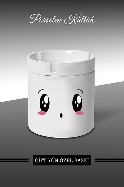 bymat Emoji Face Expression Designed Ashtray B2 - Porcelain Ashtray - Ashtray *külbymX295