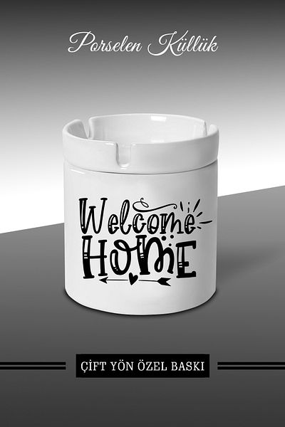 bymat Τασάκι Welcome Home Designed - Τασάκι πορσελάνης - Επιτραπέζιο τασάκι *külbymX213