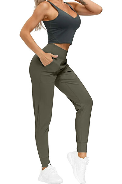 GENIUS STORE Kadın Yüksek Bel Yoga Koşu Egzersiz Joggers Hafif Eşofman Altı JOGER-EŞOFMAN