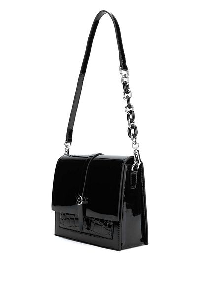 Tamer Tanca Vegan Black Patent Leather Women's Shoulder Bag