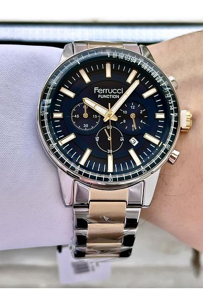 Ferrucci Men's Multifunctional Metal Band Wristwatch