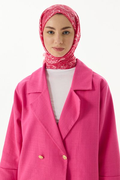 FENZA SCARF MİLA Ethnic - Pink Cotton Candy Patterned Shawl