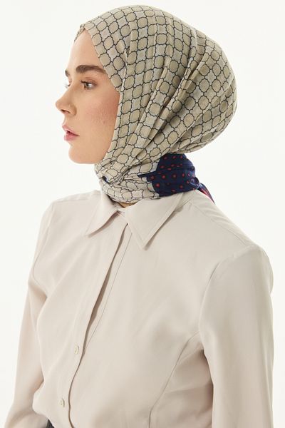 FENZA SCARF CAROL Red Cotton Geometric Patterned Shawl