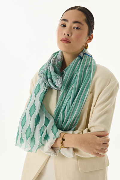 FENZA SCARF Σάλι Diana με σχέδιο μέντας από βαμβάκι