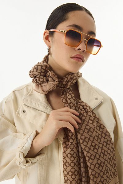 FENZA SCARF Ai̇da Geometric Pattern Mink Cotton Shawl