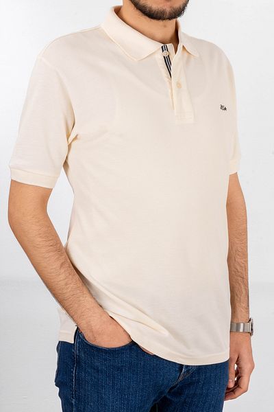 BSM Ανδρικό μπλουζάκι με κοντό μανίκι Polo γιακά εκρού πικέ υψηλής ποιότητας