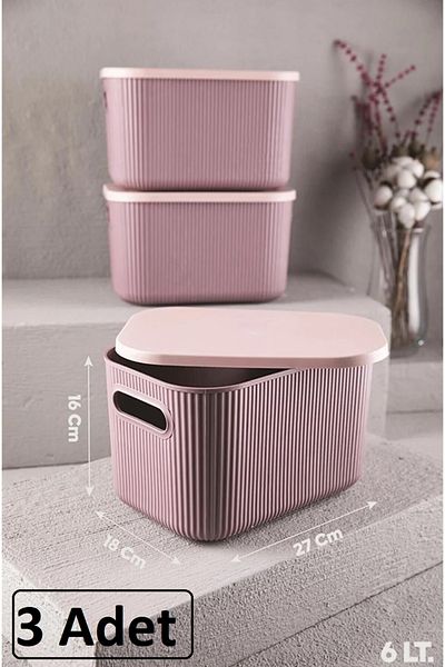Bayev 3 Pieces Storage 6lt Plum Multi-Purpose Closet Organizer Box with Lid, Decorative Box