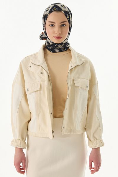 FENZA SCARF EDNA Ethnic Pattern Καφέ-Μαύρο Βαμβακερό Σάλι