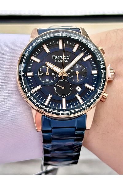 Ferrucci Men's Multifunctional Metal Band Wristwatch