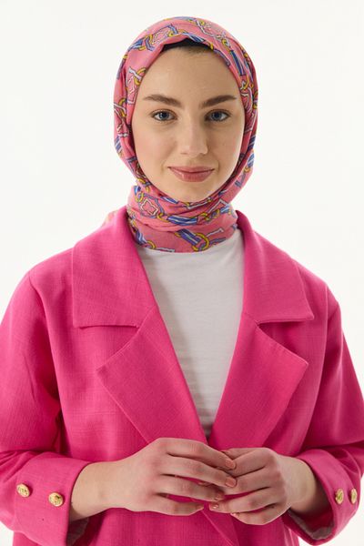 FENZA SCARF Σάλι GLORIA σε σκόνη βαμβακερό κύβο με σχέδιο