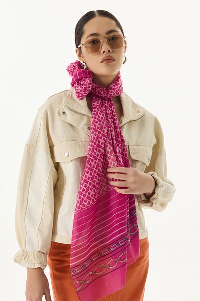 FENZA SCARF ΒΑΜΒΑΚΙ ΦΟΥΣΙΑ ΣΑΛΙΟ ΑΙΔΑ ΓΕΩΜΕΤΡΙΚΟ ΣΧΕΔΙΟ