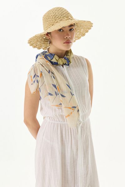 FENZA SCARF Βαμβακερό σάλι IVY - Μοτίβο με ριγέ φύλλα