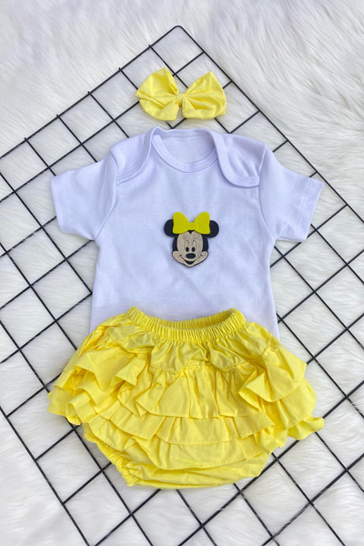 ADABEBEK Yeni Sezon Kız Bebek Meyve Desenli  Bandana aksesuarlı Fırfırlı Şort...