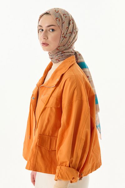 FENZA SCARF Μπεζ βαμβακερό σάλι Gloria με κύπελλο