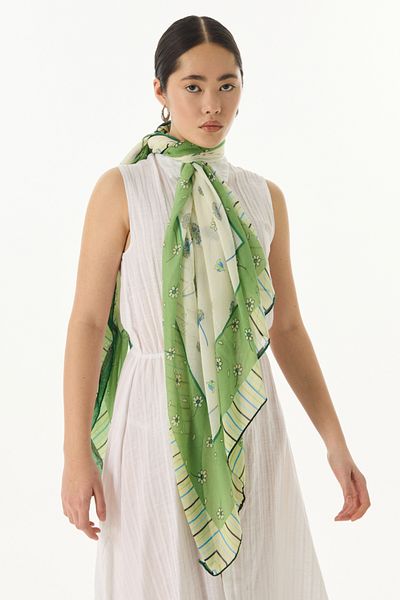 FENZA SCARF ABELIA CHAMOMILE ΜΟΡΦΗ ΚΡΕΜΑ ΒΑΜΒΑΚΙ ΣΑΛΙ