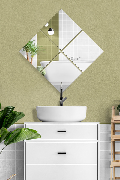 Decorita Banyo Aynası | Düz Ayna | 4'lü Takım Kare Ayna | 30cm x 30cm