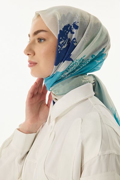 FENZA SCARF Laura Bulut Motivată - Şal albastru şi turcoz Pakmutlu