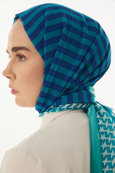 FENZA SCARF Πράσινο βαμβακερό μίνι μοτίβο Belinda σάλι