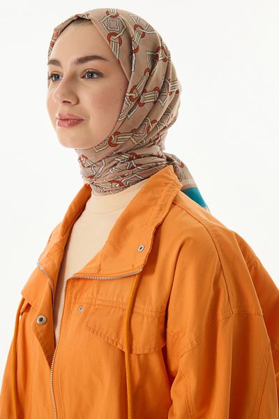 FENZA SCARF Μπεζ βαμβακερό σάλι Gloria με κύπελλο