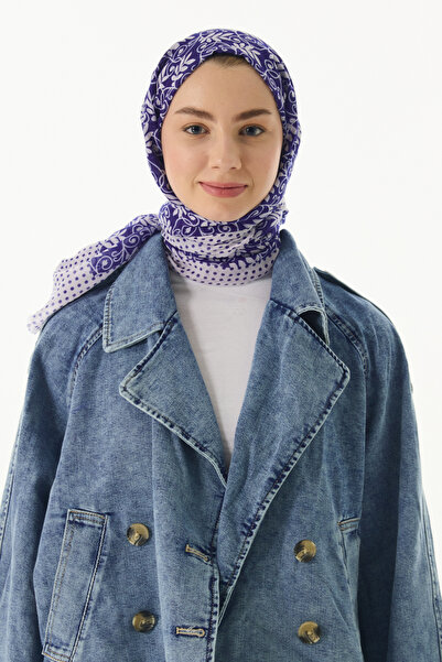 FENZA SCARF Şal de bumbac cu model Burçak violet - EMİLY
