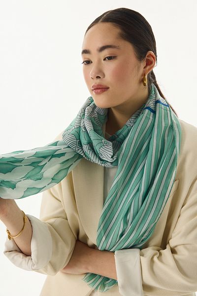 FENZA SCARF Σάλι Diana με σχέδιο μέντας από βαμβάκι