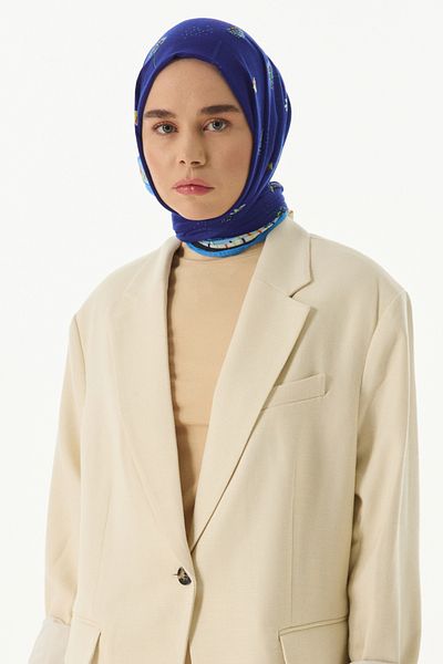 FENZA SCARF ABELIA - Βαμβακερό σάλι με μοτίβο Saks Blue Daisy