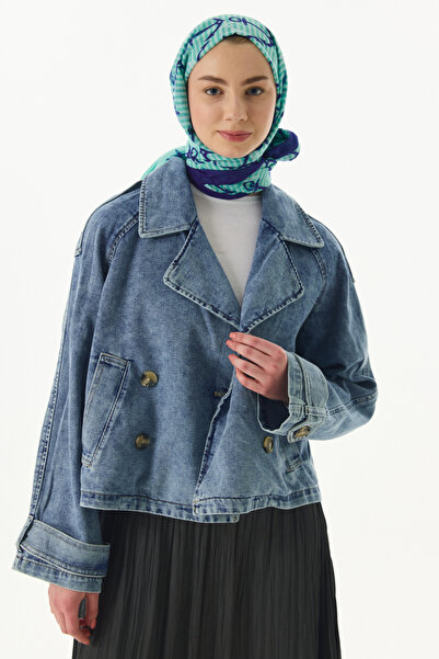 FENZA SCARF HOPE Πράσινο βαμβακερό σάλι - Μοτίβο άγκυρας, μέντα