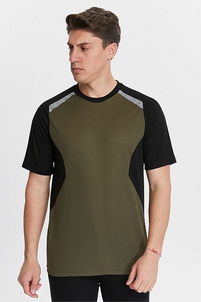 Uniprom Men's Crew Neck T-Shirt Breathable Fabric Procool Sports Outdoor T-Shirt Khaki-Black