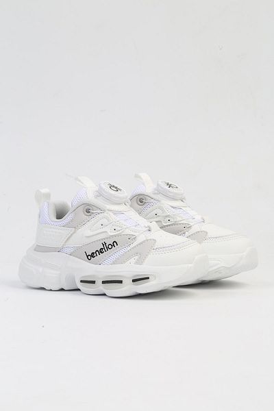 Benetton ®   IMPORT Pantofi sport albi cu mecanism de șireturi pentru copii BNI-10255
