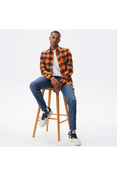 Lacoste Erkek Slim Fit Ekose Bordo Gömlek