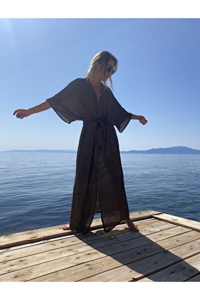 BEACHTALK Delikli Gofreli Kumaştan Uzun Kimono
