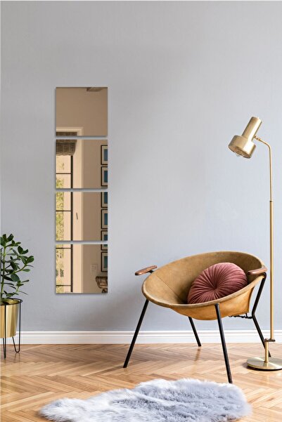 Decorita Ayna - Bronz Ayna - 4'lü Takım Kare Ayna - 20cm X 20cm