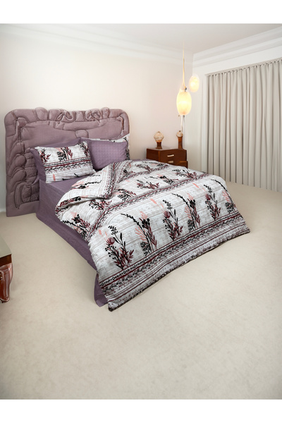 LARİNA ملاءة سرير مزدوجة كبيرة الحجم بنمط شجرة البرقوق المرنة