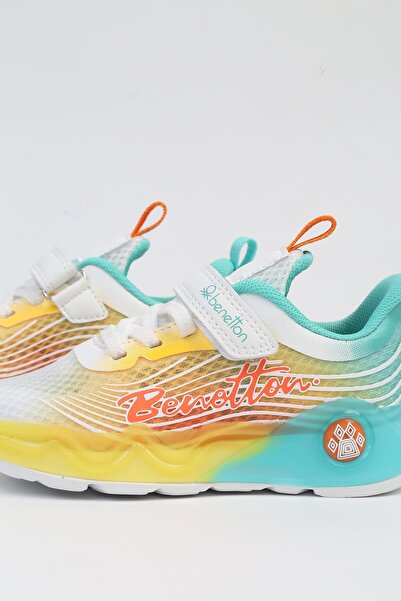 Benetton ® IMPORTED White Yellow Children's Sports Shoes BNI-10277