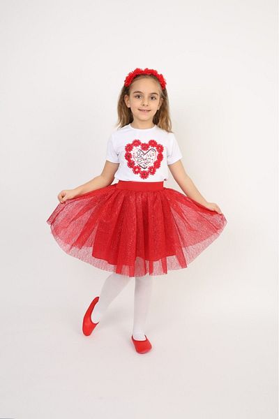 Haba Girl's Suit Costume Badi, White Stripe Skirt
