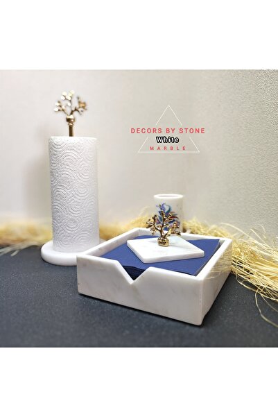 decors by stone since 2020 Mermer Peçetelik Kare, Gold Mercan Objeli Tutucu, ...