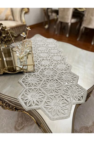 Çt Çeyizci Tekstil Aleer unic cu dantelă franțuzească, Aleer de masă, Aleer de masă - Crem