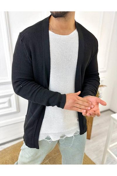 elkumoda Ζακέτα με πλεκτό γιακά σάλι Εποχιακή πλεκτή ζακέτα που δεν πέφτει