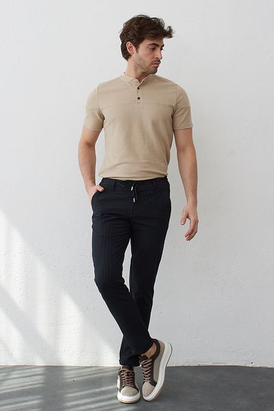 RAVANELLI Ανδρικό μοντέρνο, ελαστικό παντελόνι Jogger Lycra με μοντέρνα λεπτή εφαρμογή - Ελαστική μέση και κορδόνια